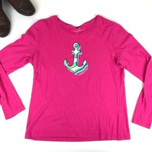 Vineyard Vines pink anchor long sleeve shirt